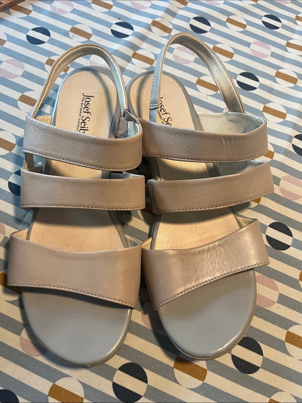 Josef Seibel Nude Beige Multi-Strap Slingback Sandals